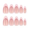 Foccna French Tip Press on Nails Almond - Press on Nails Short, Acrylic Fake Nails Pink 3D Design Nails Clear False Nail Tips,24pcs