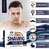 Men's All Natural Shaving Soap Bar - Moisturizing Rich Lather Handmade Barber Soap with Detoxifying Bentonite Clay, Soothing Shea Butter, Exfoliating Colloidal Oats - For Clean Shave, Reduces Redness