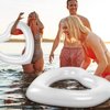 Junkin 47.3 x 39.4 Inch White Heart Pool Float Inflatable Swim Float Water Ring Bachelorette Pool Float Loungers Tube Swimming Pool Float for Engagement, Wedding, Summer Beach Party(2 Pcs)