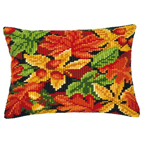Autumn Leaves 3 Cushion Front Chunky Cross Stitch Kit