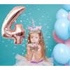 4th Birthday Decorations Girl, Including 4 year old Birthday Cake Topper, Birthday Queen Sash with Pearl Pin, Sweet Rhinestone Tiara Crown, Number Candles and Balloons Set, Rose Gold