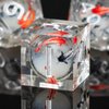 KERWELLSI Sharp Edge Resin Dungeons and Dragons Dice Set D&D, 7Pcs Polyhedral Liquid Core Koi Fish DND Dice with Gift Box, Float Sticker D and D RPG Role Playing Dice D20 D12 D10 D8 D6 D4
