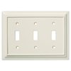 BRAINERD 126448 Wood Architectural Triple Toggle Switch Wall Plate / Switch Plate / Cover, Light Almond