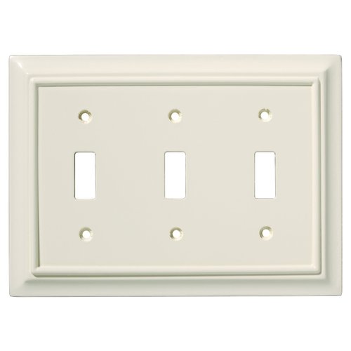 BRAINERD 126448 Wood Architectural Triple Toggle Switch Wall Plate / Switch Plate / Cover, Light Almond