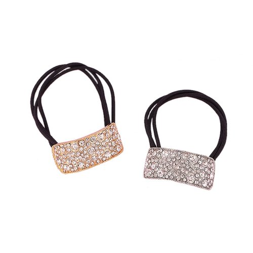 Xiwstar Rhinestone Glitter Ponytail Holder Hair Cuffs Elastic Hair Tie Band for Women Girls Scrunchies, Pack of 2