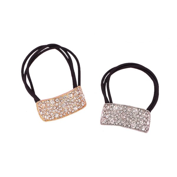 Xiwstar Rhinestone Glitter Ponytail Holder Hair Cuffs Elastic Hair Tie Band for Women Girls Scrunchies, Pack of 2