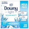 Downy Light Mega Dryer Sheets, Fabric Softener Dryer Sheets, Ocean Mist, 130 Count