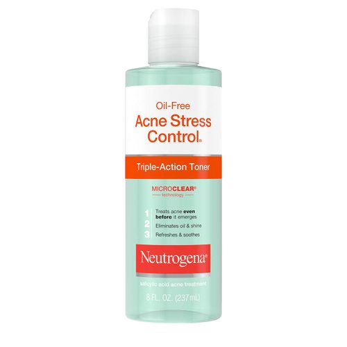 Neutrogena Oil-Free Acne-Fighting Stress Control Triple-Action Facial Toner, Soothing and Refreshing Toner with Salicylic Acid Acne Medicine, Green Tea, and Cucumber Extract, 8 fl. oz ( Pack of 4)