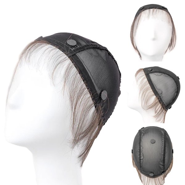 LINEASTORIA Wig Cap - Wig Undercap - 100% Human Hair with Natural Hairline (Dark Brown, M)
