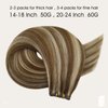 Full Shine 22 Inch Genius Weft Hair Extensions Human Hair Hand Tied Weft Extensions Remy Hair Weft For Women Sew In Extensions Soft Silky Hair Color Medium Brown Highlight Honey Blonde 60G