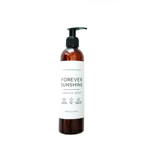 Generic Castile Soap, Forever Sunshine Scent, Evergreen Apothecary, Vegan, Cruelty Free, Sunflower Oil, Coconut Oil,