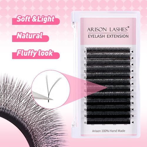W Eyelash Extensions 3D Volume C Curl 0.07mm 8mm Black Fan W-shaped Lash Extensions Premade