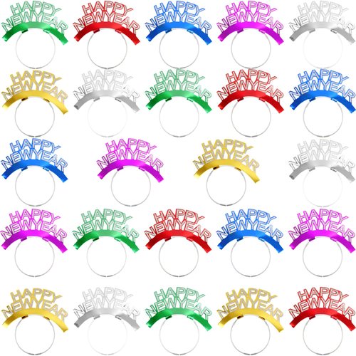 Restroma 24 Pack Happy New Year Headbands New Years Eve Party Supplies New Year Headpieces for Ad...