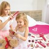 GAGAKU Pretend Hair Salon Toys for Girls,Pretend Makeup for Toddlers Dress Up Beauty Salon Set Stylist Kit with Hair Dryer Apron Curling Flat Scissors Accessories Girl Gifts