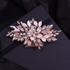 Missgrace Handmade Women Bridal Wedding Rose Gold Rhinestones Flower Side Hair Comb Special Occasion Headpiece Gold Silver Hair Accessories for Women (Rose Gold)