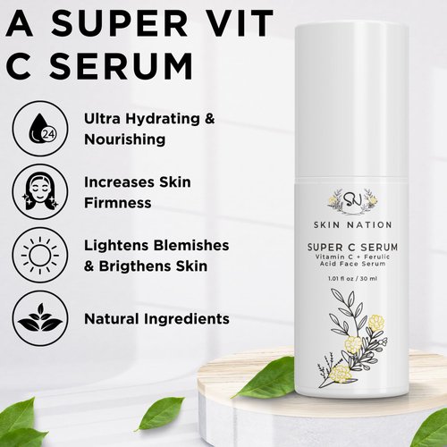 Skin Nation Vitamin C Serum - Penetrates Deeply to Stimulate Collagen Production, Fade Dark Spots, and Hydrate Dry Skin