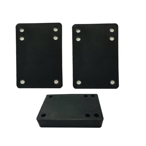 VJ Longboard Skateboard Riser Pads, Rubber, Set of 2, Size 3mm (1/8") 6mm (1/4") 12mm (1/2") 14mm Angle Wedge Riser Pads, Black (14mm)