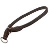 Round Genuine Rolled Leather Choke Dog Collar Brown (15" Long)