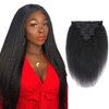 Clip in Hair Extensions Kinky Straight Wavy Hair 100% Unprocessed Human Hair Full Head Yaki Thick End 8 Pieces/Lot 135g with 18 Clips (22")