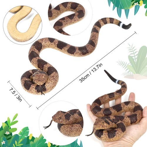 Darovly 3Pcs Rubber Snakes Realistic Fake Snakes Rattlesnake- Garden Props to Keep Birds Away-Scare Birds and Squirrels for Gag Toys Pranks Party Favors Halloween Decoration