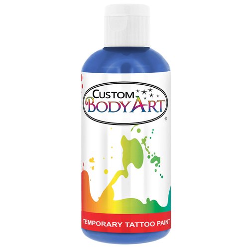 Custom Body Art 8-Ounce Blue Temporary Airbrush Tattoo Body Art Paint Alcohol Based