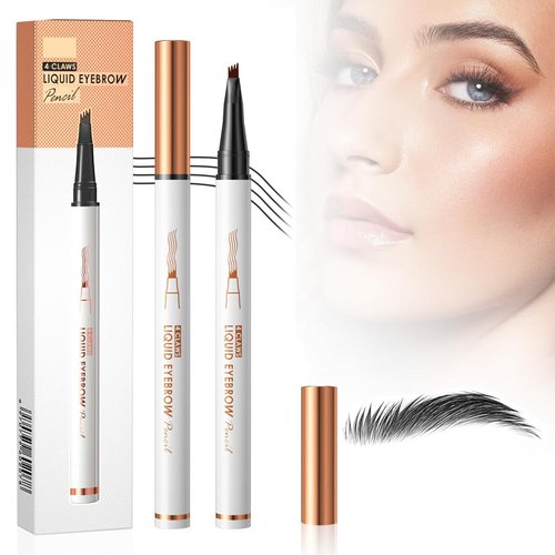 Eyebrow Tattoo Pencil 4 Fork Tip 3D Microblading, 3D Waterproof Microblading Eyebrow Pencil Contouring Pen,2024 New Eyebrow Microblading Pen Long-Lasting Eyebrow Pencil Stay on All Day (Black)