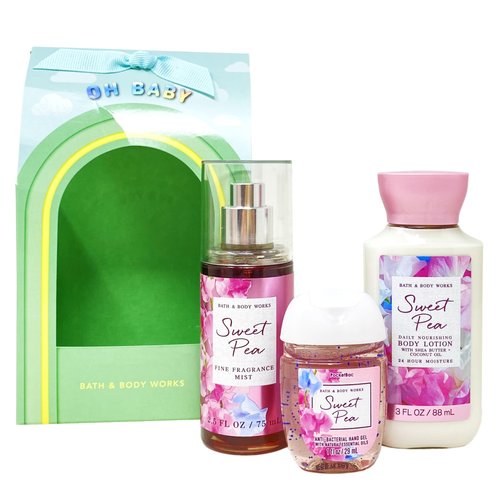 Generic Bath and Body Work SWEAT PEA Oh Baby 3 Piece Mini Gift Set - Fragrance Mist - Body Lotion and Hand Gel - Travel Size, Pink