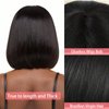 SQPLXK Short Bob Human Hair Wigs with Bangs None Lace Front Wigs Brazilian Straight Hair Machine Made Bob Wig for Black Women Natural Color 8 Inch