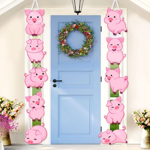 Pig Print Birthday Party Decorations Farm Animal Themed Party Door Signs Farm Animal Cutouts Bann...