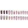 Foccna Comic Pink Press on Nails Extra Long, Acrylic Fake Nails Coffin Cartoon LOVE Design False Nails,Artificial Nails for Women and Girls, 24 pcs