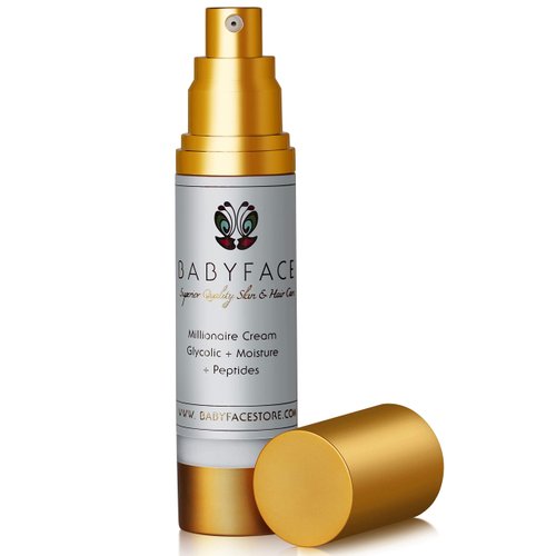 Babyface 10% Glycolic Acid Millionaire Cream Anti-Aging Daytime Nighttime Moisturizer + AHA, CoQ10, Tamanu Oil, Vitamin C, 1.8 oz.