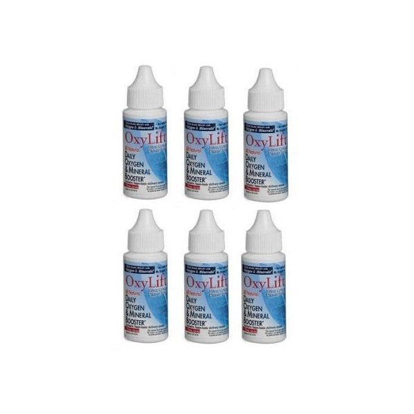 OxyLift® Sixpack, All Natural Daily Oxygen & Mineral Booster with Ionic Minerals, Enzymes, Amino Acids & Beneficial Subtle Energy Booster/ Supplement 6 bottle package.