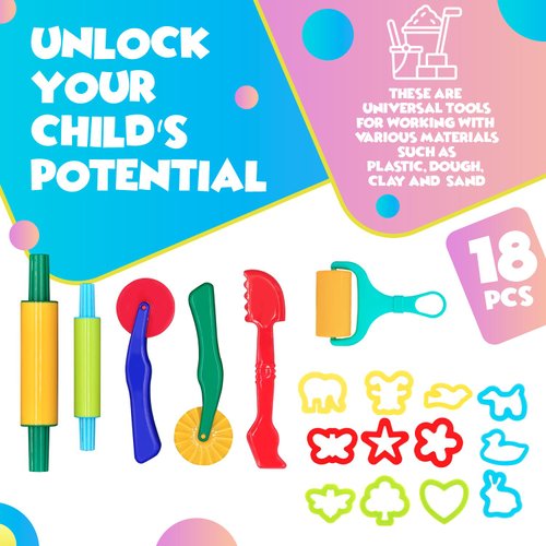 DIMROM Clay and Play Dough Tools Six Piece Set - Ages 3 & Up (18pcs)