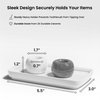 Ceramic Toothbrush Holder with Tray for Bathroom Countertop, Small Toothbrush Holder Stand with Toothpaste Holder, Standing Toothbrush Holder & Single Bathroom Toothbrush Organizer (Grey & White)
