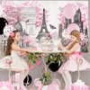 76 Pcs Paris Party Supplies Set Pink Paris Theme Party Decoration Eiffel Tower Party Backdrop White Pink Black Balloon Arch Garland Kit for Kid Boy Girl Birthday Decoration
