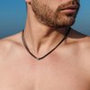 Galis Choker Necklace for Men - Leather Necklace Cord with Small Stainless Steel Bead Pendant - Our Mens Necklaces Are Stylish Gifts for Him - 17" Black Leather Necklace Cord Great as Surfer Necklace