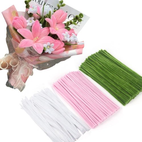 300 Pcs Thick Pipe Cleaners Craft Supplies 3 Assortment Pastel Macaron Color Chenille Stems for Art and Craft Projects Creative DIY Decorations (Lily color-300pcs)