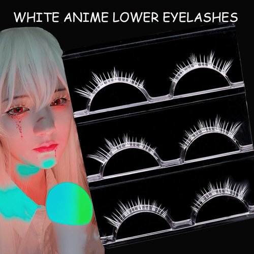 Lower Eyelashes White Lashes Cosplay White False Eyelashes Bottom White Fake Eye Lashes Natural Halloween Costume Party Eye Lashes Tool Stage Performance (MQ16)