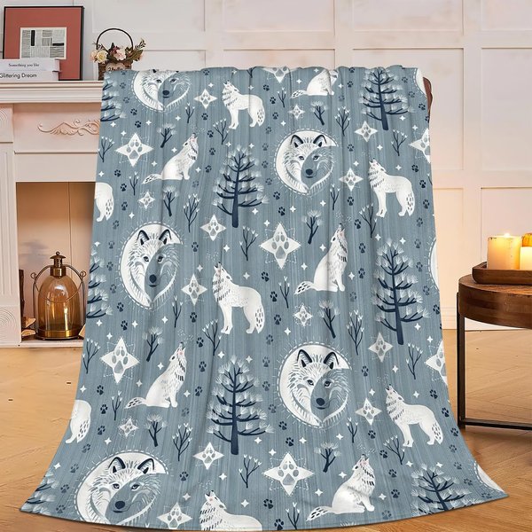 Wolf Blanket Forest Wolf Fleece Throw Blanket Fuzzy Plush Super Soft Cozy Warm Wolf Stuffed Animal Decor Blanket Gifts for Boys Girls Kids Adult Men Women 50"X40"