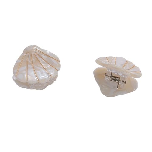 Acrylic Sea Shell Hair Claws and White Jaw Clips for Women - 2Pcs Seashell Beach Hair Accessories for Short Thin Hair