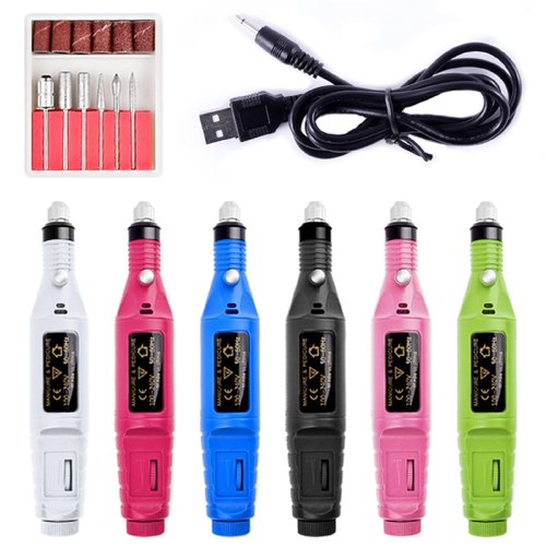 USB Electric Nail Drill,Portable Electric Nail Drill,Professional Nail File,YIMART Gel Nails Manicure Pedicure Polishing with 6Pcs Nail Drill Bits Nail Art Tools Kit Nail Drill Machine (Rose)