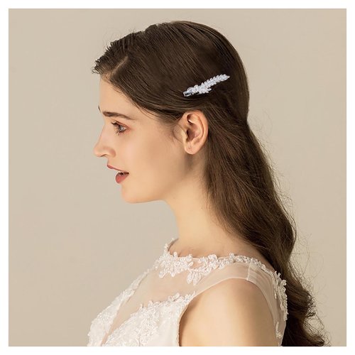 Andelaisi Vintage Crystal Hair Clip Silver Crystal Leaf Hair Barrettes Vintage Rhinestone Leaf Hair Clips Barrette Shiny Cz Hair Barrette Pin Decorative headwear Crystal Wedding Headpieces for women