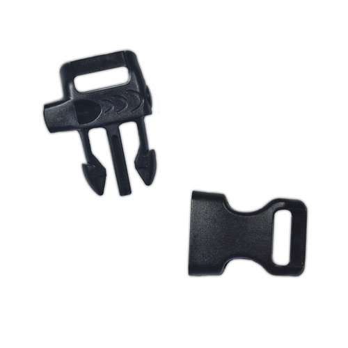 Paracord Planet Plastic Side-Release Emergency Whistle Buckle - 1/2 Inch - Black (5 Pack)
