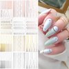 EBANKU 12 Sheets Gold Silver Metal Nail Stickers, Metallic Curve Strip Line Nail Decal Self-Adhesive 3D Wave Design DIY Decoration for Women Girls