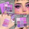 Yeweian Purple Glitter Matte Eyeshadow Palette, 9 Colors Shimmer High Pigmented Eyeshadow Powder, Dream Purple Eye Shadow Palette Makeup,Waterproof Blendable Colorful Eyeshadow Palette for Girl Women