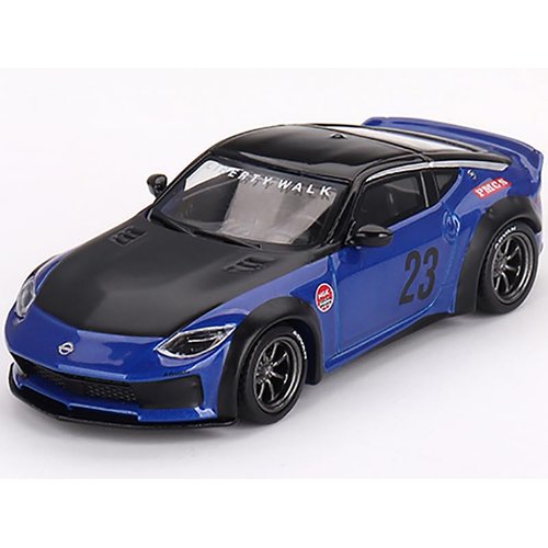 Z LB Nation Works #23 Seiran Blue Metallic with Black Hood and Top Limited Edition to 6000 Pieces Worldwide 1/64 Diecast Model Car by Mini GT MGT00732