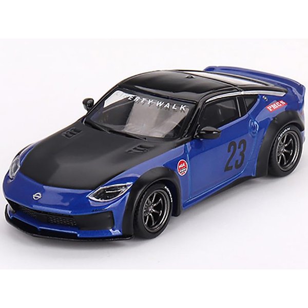 Z LB Nation Works #23 Seiran Blue Metallic with Black Hood and Top Limited Edition to 6000 Pieces Worldwide 1/64 Diecast Model Car by Mini GT MGT00732