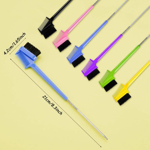 6 Pieces Hair Styling Set: Double-Sided Rat Tail Comb, Natural Eyebrow Brushes for Women and Girls