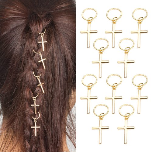 10-Piece Gold & Silver Alloy Hair Clips, Hair Accessories for Braids with Butterfly Charms, Braid Clips with Crystal Accents, Hair Jewelry Hair Cuffs for Women and Girls (Gold)