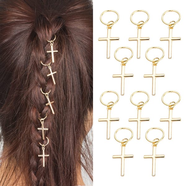 10-Piece Gold & Silver Alloy Hair Clips, Hair Accessories for Braids with Butterfly Charms, Braid Clips with Crystal Accents, Hair Jewelry Hair Cuffs for Women and Girls (Gold)